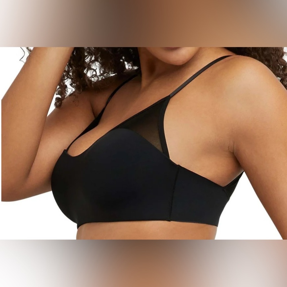 Women’s Maidenform Lightly Lined Mesh Trim Medium Bralette Solid Black